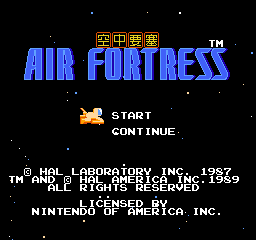 Air Fortress (USA) Title Screen